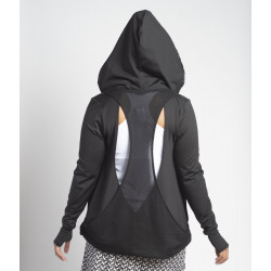 Mesh Back Jacket w/ Fur lined Hood - Black