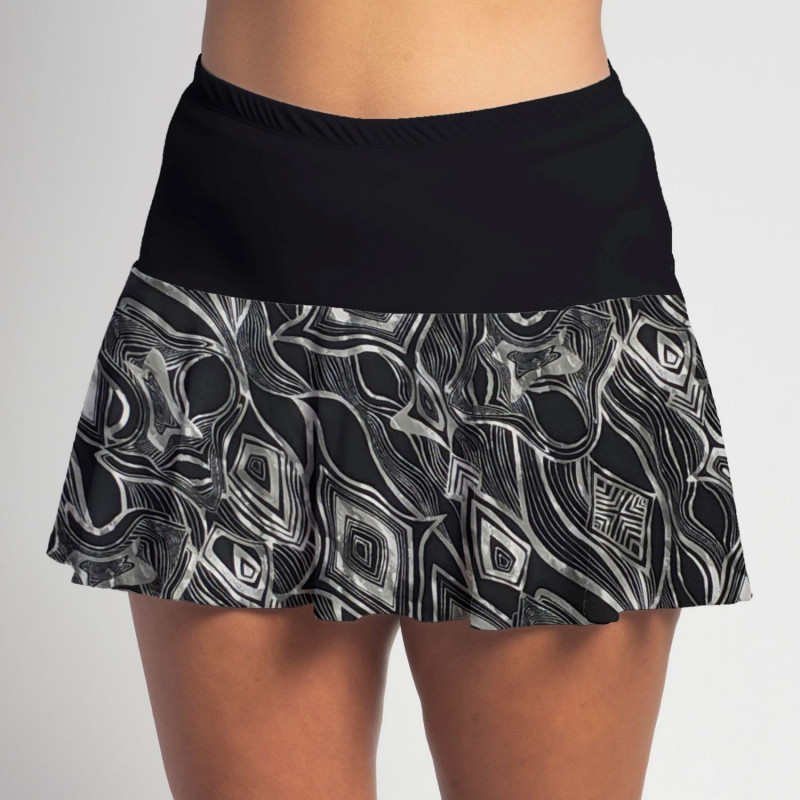 Flounce Skort - Charcoal Knots with Black