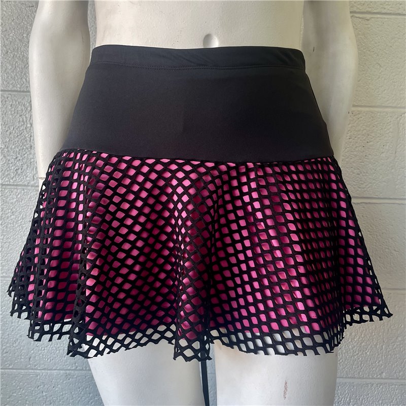 Flounce Skort - Pink under Black Diamond Mesh