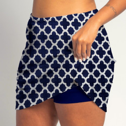 Golf/Walking Zipper Pocket Skort - Navy Medallion