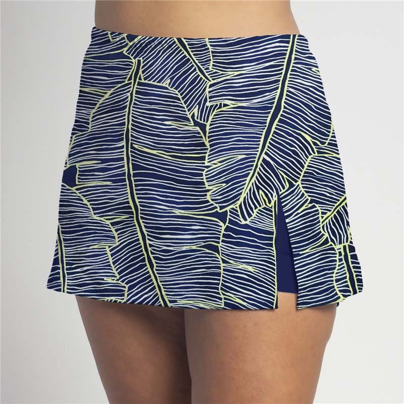 Side Slit Skort - Navy Leaf Green - Navy Shorts Side Slit Skort - Navy Leaf Green - Navy Shorts