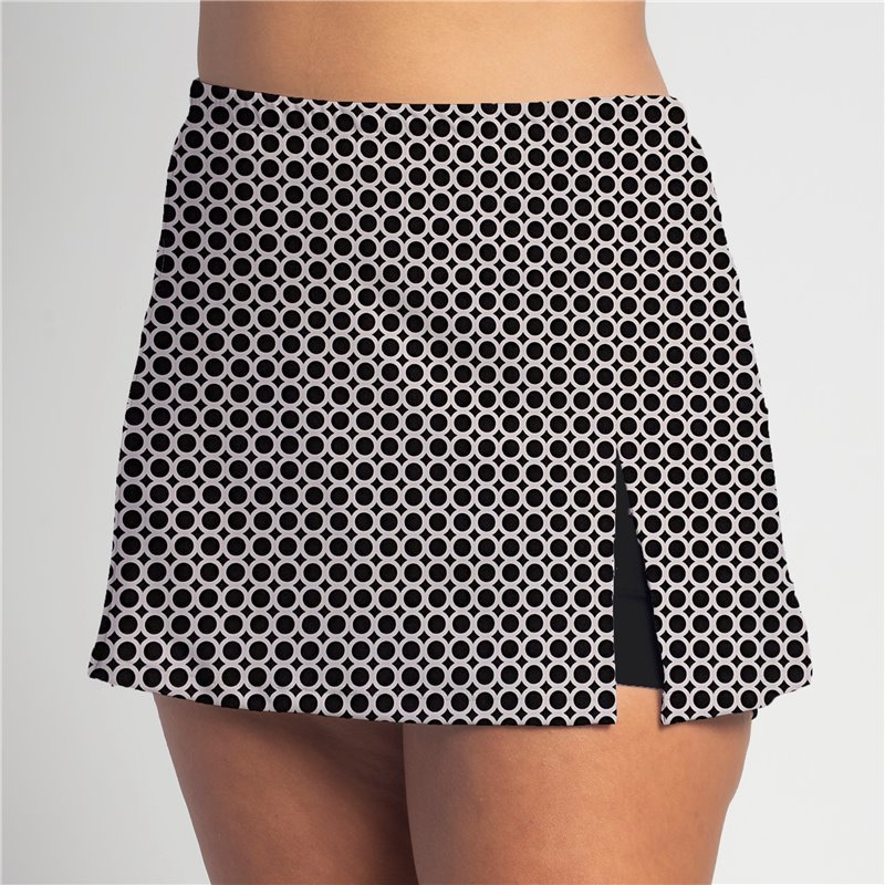Side Slit Skort - BW Circle - Black shorts