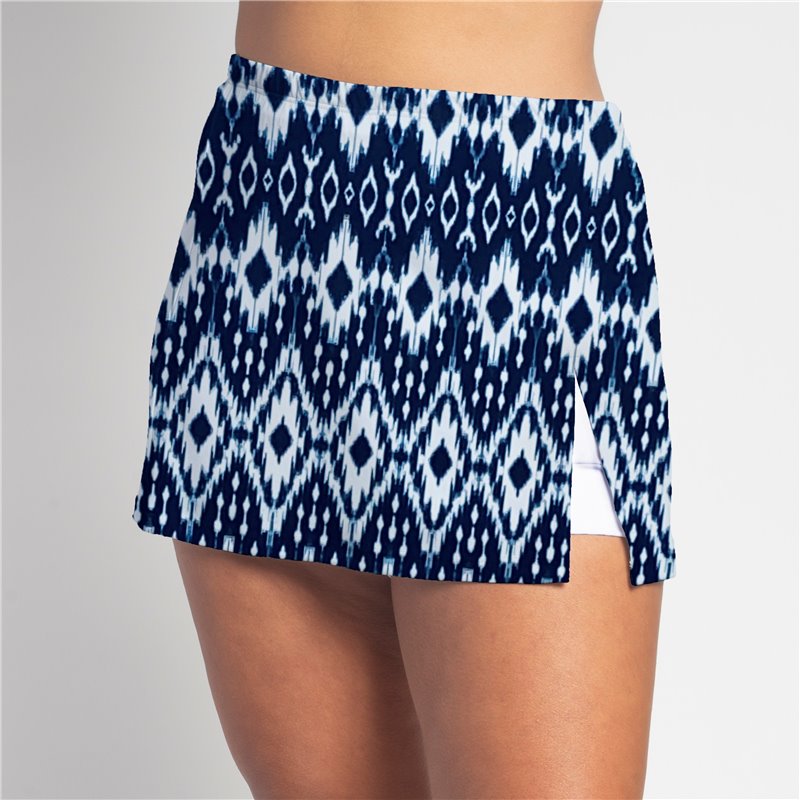 Side Slit Skort - Denim Ikat - White shorts Side Slit Skort - Denim Ikat - White shorts