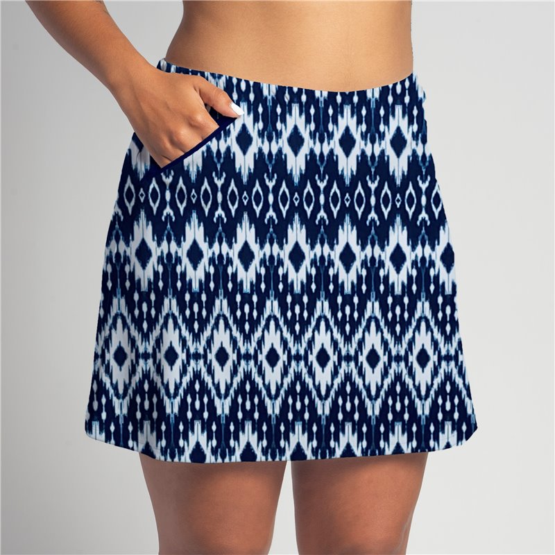 Golf/Walking Zipper Pocket Skort - Denim Ikat Golf/Walking Zipper Pocket Skort - Denim Ikat