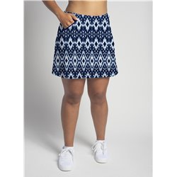 Golf/Walking Zipper Pocket Skort - Denim Ikat
