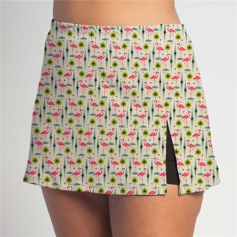 Side Slit Skort - Atomic Flamingos - Black shorts Side Slit Skort - Atomic Flamingos - Black shorts