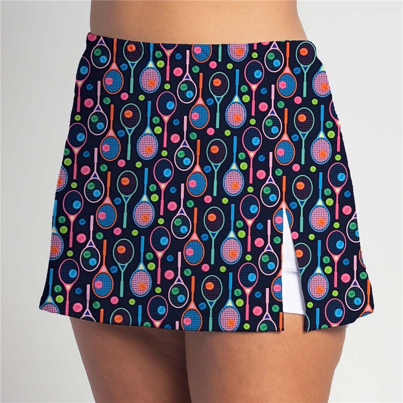 Side Slit Skort - Tennis Brights on Navy Purple - WHITE Shorts Side Slit Skort - Tennis Brights on Navy Purple - WHITE Shorts