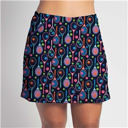 Golf/Walking Zipper Pocket Skort - Tennis Brights on Navy Purple