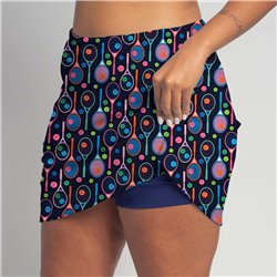 Golf/Walking Zipper Pocket Skort - Tennis Brights on Navy Purple