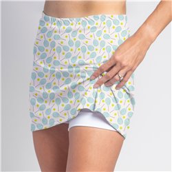 Sporty Skort - Racket Scattered White Aqua Yellow