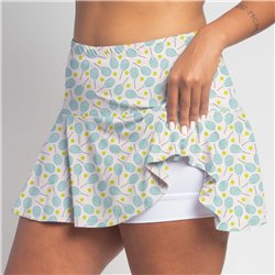 Flounce Skort - Racket Scattered White Aqua Yellow