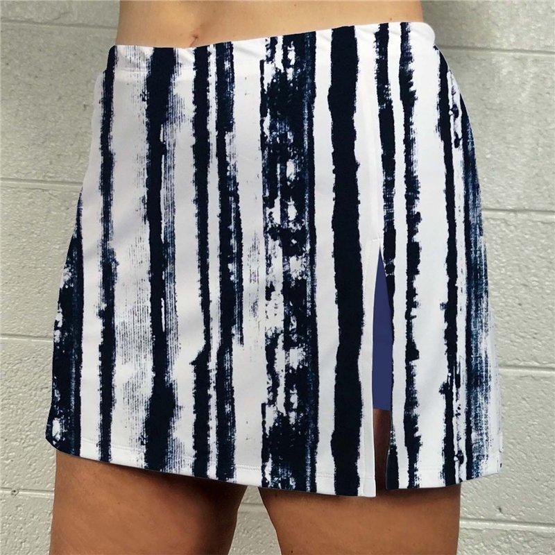 Side Slit Golf Skort - Navy Woodgrain w/ White Shorts
