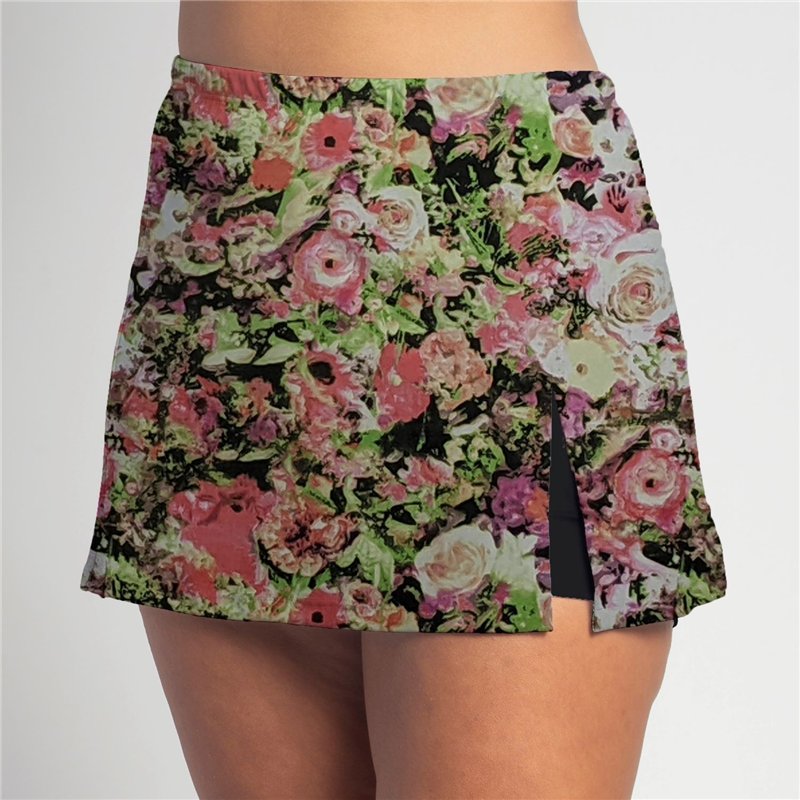 Side Slit Skort - Garden Party - Black Shorts