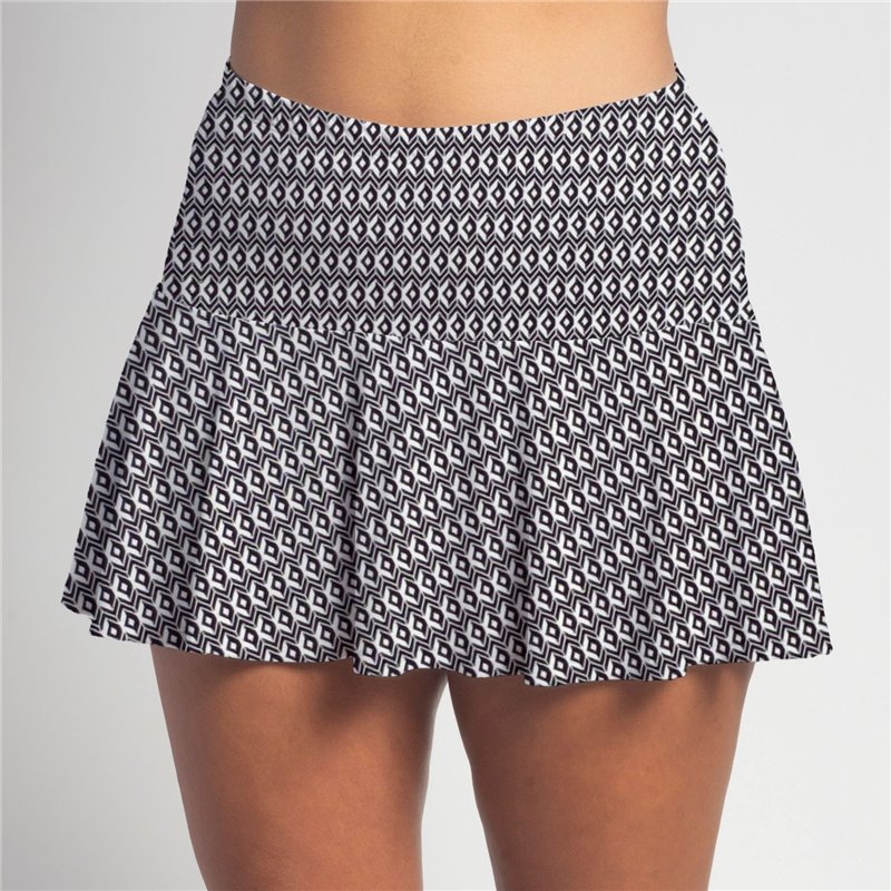 Flounce Skort - BW Geometric w/ Black Shorts