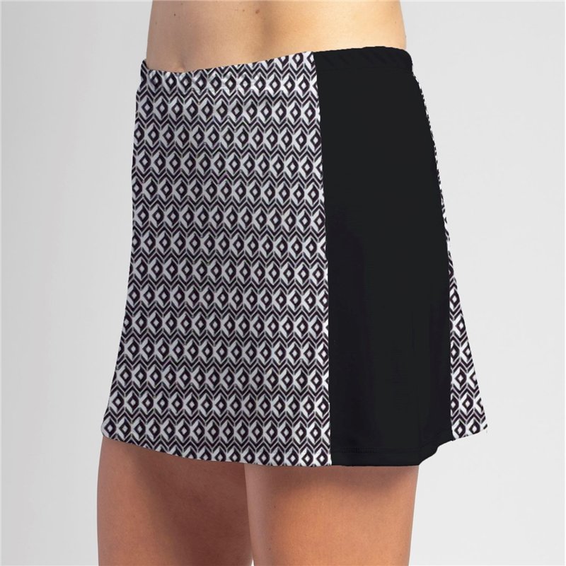 Slimming Panel Skort - BW Geometric w/ Black Side Panels