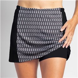 Slimming Panel Skort - BW Geometric w/ Black Side Panels