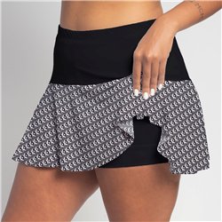 Flounce Skort - BW Geometric w/ Black Top Band