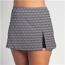 Side Slit Skort - BW Geometric - Black Shorts