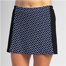 Slimming Panel Skort - Blue Abstract w/ Black Side Panels