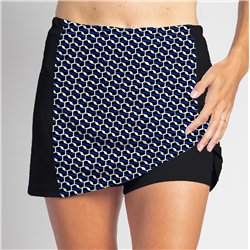 Slimming Panel Skort - Blue Abstract w/ Black Side Panels