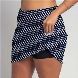 Golf/Walking Zipper Pocket Skort - Blue Abstract