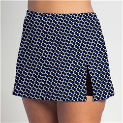 Side Slit Skort - Blue Abstract - Black Shorts