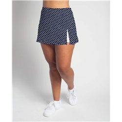 Side Slit Skort - Blue Abstract - White Shorts