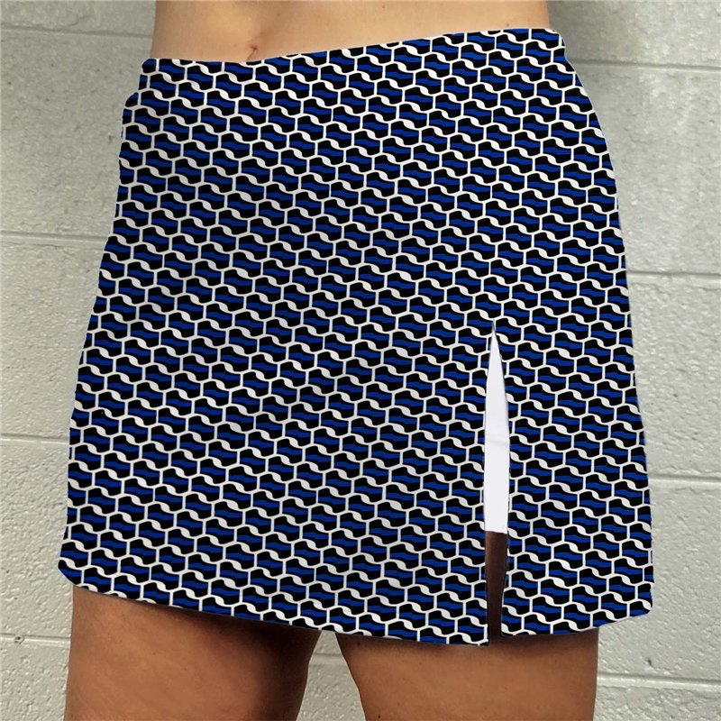 Side Slit Golf Skort - Blue Abstract w/ White Shorts