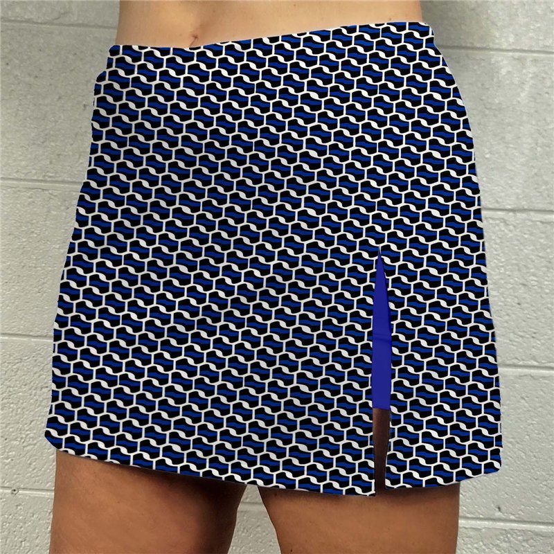 Side Slit Golf Skort - Blue Abstract w/ Blue Shorts