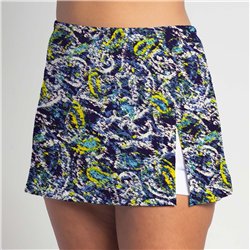 Side Slit Skort - Blue Lagoon - White Shorts