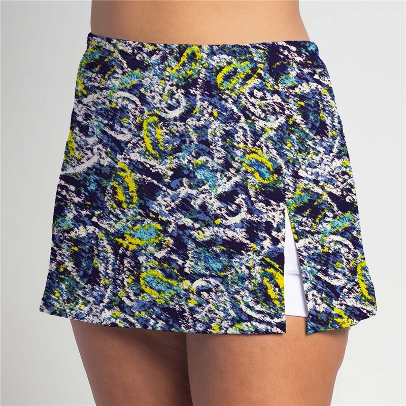 Side Slit Skort - Blue Lagoon - White Shorts
