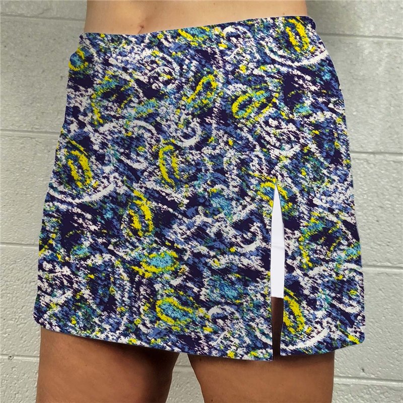 Side Slit Golf Skort - Blue Lagoon w/ White Shorts