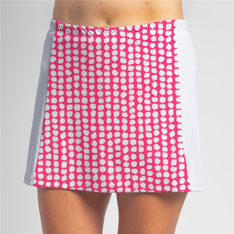 Slimming Panel Skort - Pink Splotch Dots with White side panels