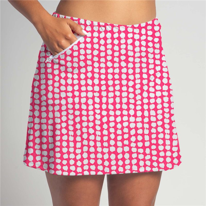 Golf/Walking Zipper Pocket Skort - Pink Splotch Dot