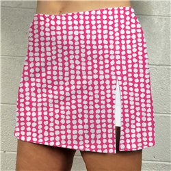 Side Slit Golf Skort - Pink Splotch Dots w/ White Shorts