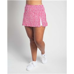 Side Slit Skort - Pink Splotch Dots - White shorts