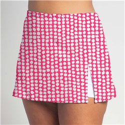 Side Slit Skort - Pink Splotch Dots - White shorts