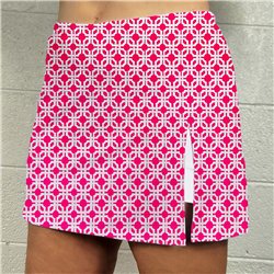 Side Slit Golf Skort - Pink Lattice w/ White Shorts