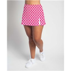 Side Slit Skort - Pink Lattice - White shorts