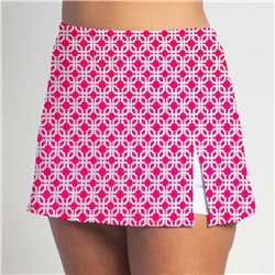 Side Slit Skort - Pink Lattice - White shorts