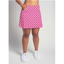 Golf/Walking Zipper Pocket Skort - Pink Lattice