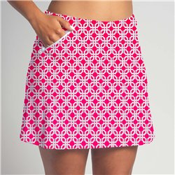 Bias Skort - Pink Lattice w/ White