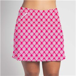 Golf/Walking Zipper Pocket Skort - Pink Lattice