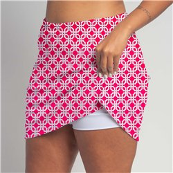 Golf/Walking Zipper Pocket Skort - Pink Lattice