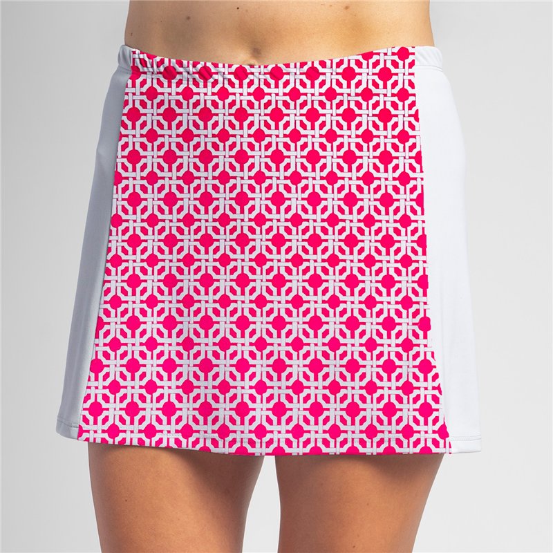 Slimming Panel Skort - Pink Lattice with White side panels