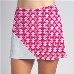 Bias Skort - Pink Lattice w/ White