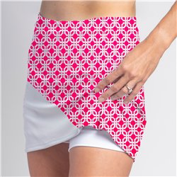 Bias Skort - Pink Lattice w/ White