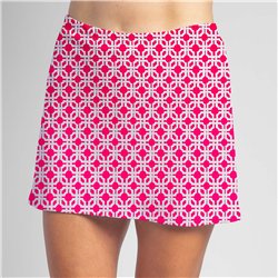 Side Slit Skort - Pink Lattice - White shorts