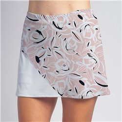 Bias Skort - Pink Petals w/ White