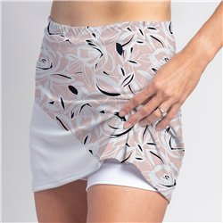 Bias Skort - Pink Petals w/ White